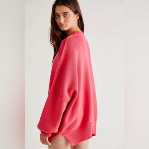 NWT Free People Easy Street Sweater Tunic Pink Strawberry Women’s S